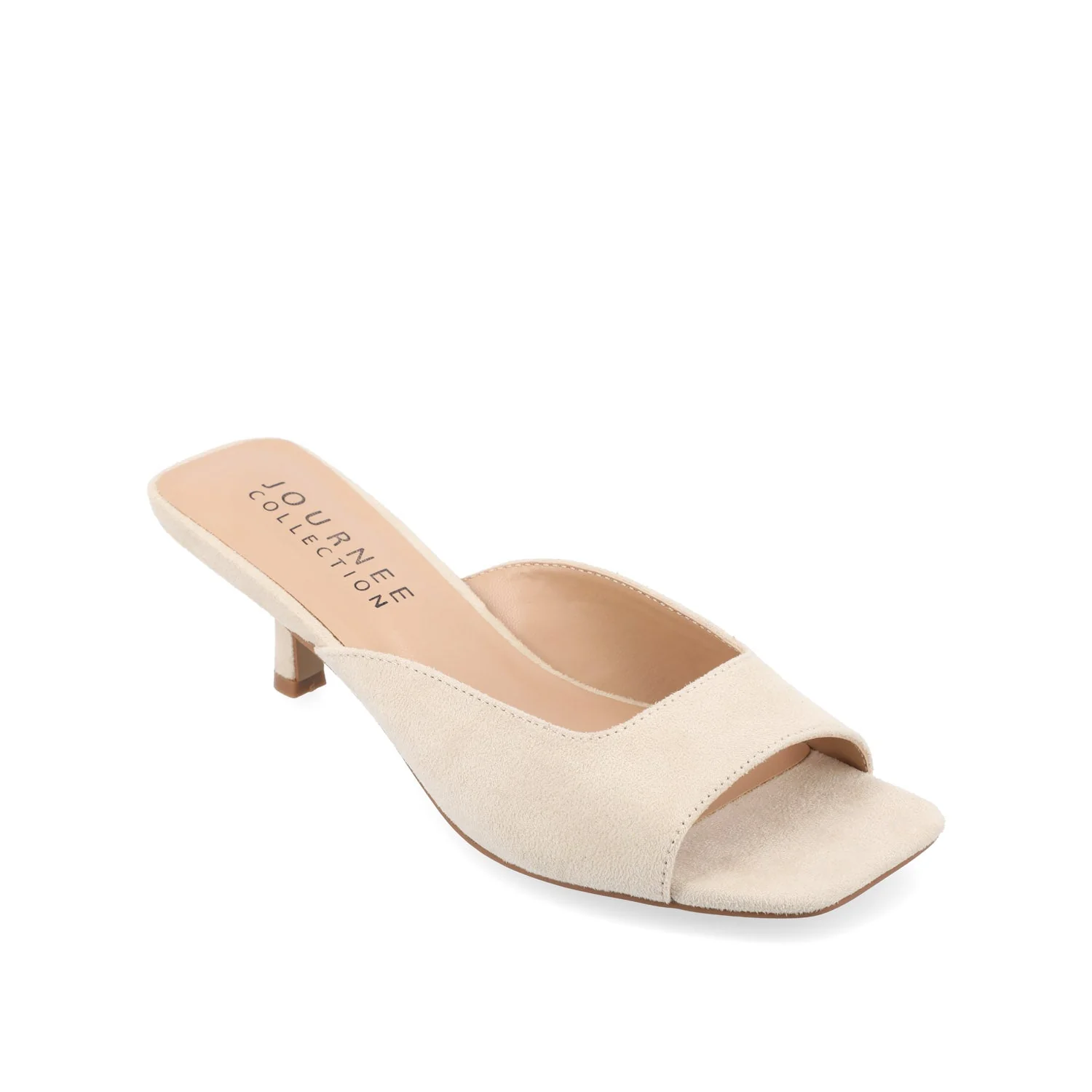 LARNA FAUX SUEDE PEEP TOE KITTEN HEELS - Bone - Image 2