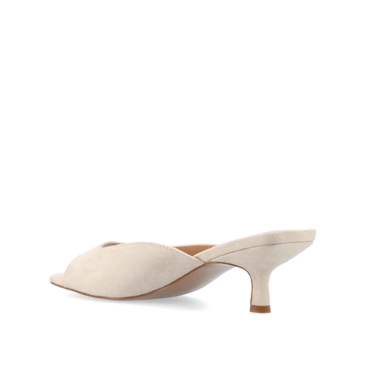 LARNA FAUX SUEDE PEEP TOE KITTEN HEELS - Bone - Image 4