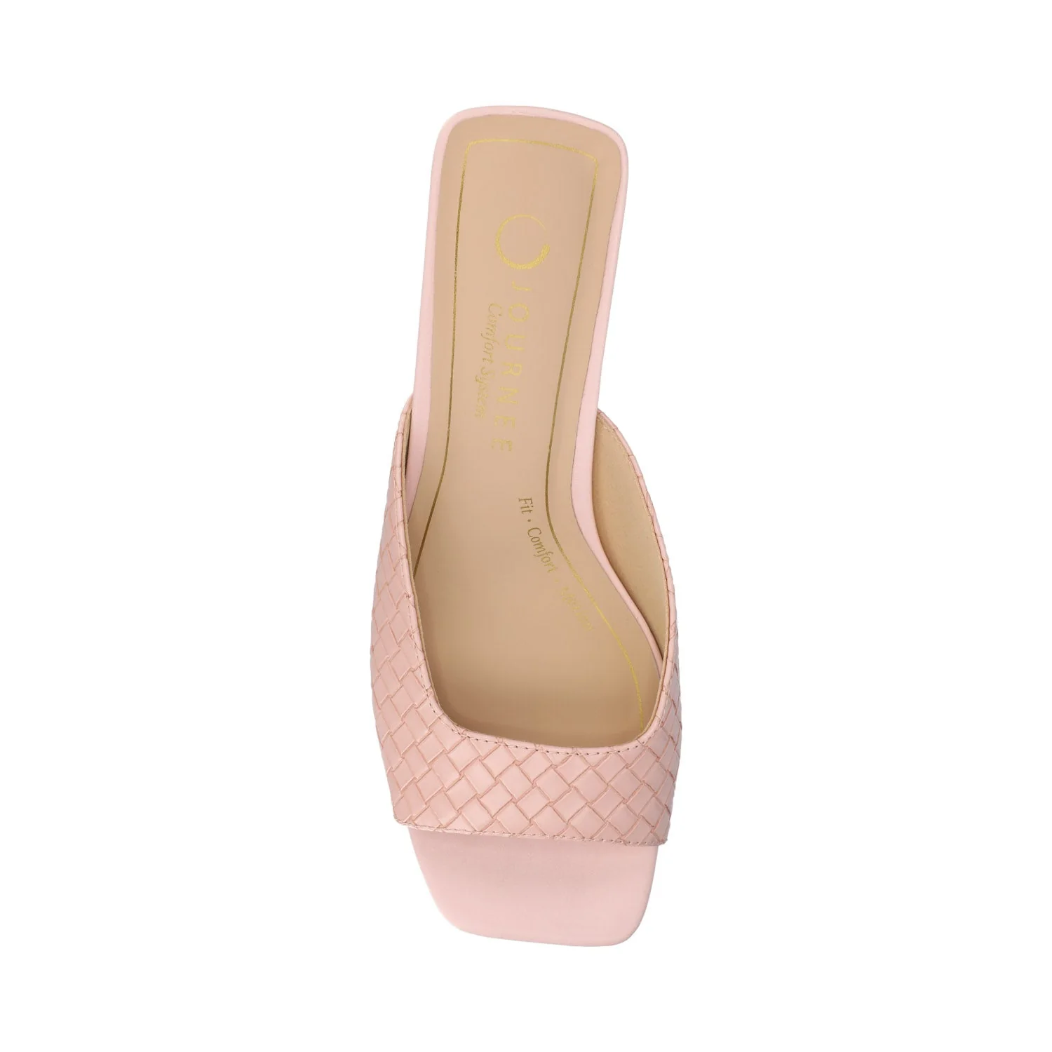 LARNA VEGAN LEATHER PEEP TOE KITTEN HEELS IN WIDE - Pink Woven - Image 4