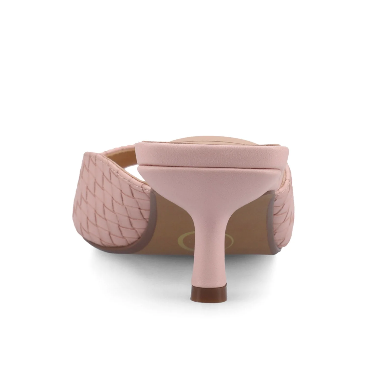 LARNA VEGAN LEATHER PEEP TOE KITTEN HEELS - Pink Woven - Image 6