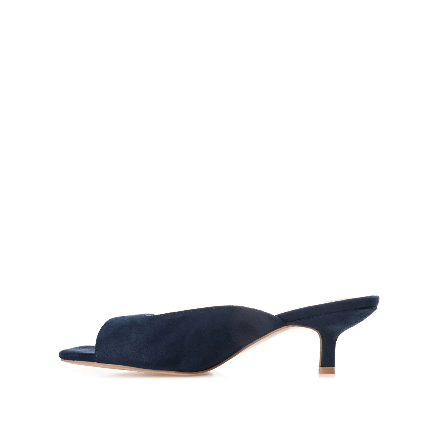 LARNA FAUX SUEDE PEEP TOE KITTEN HEELS - Navy Nubuck - Image 3