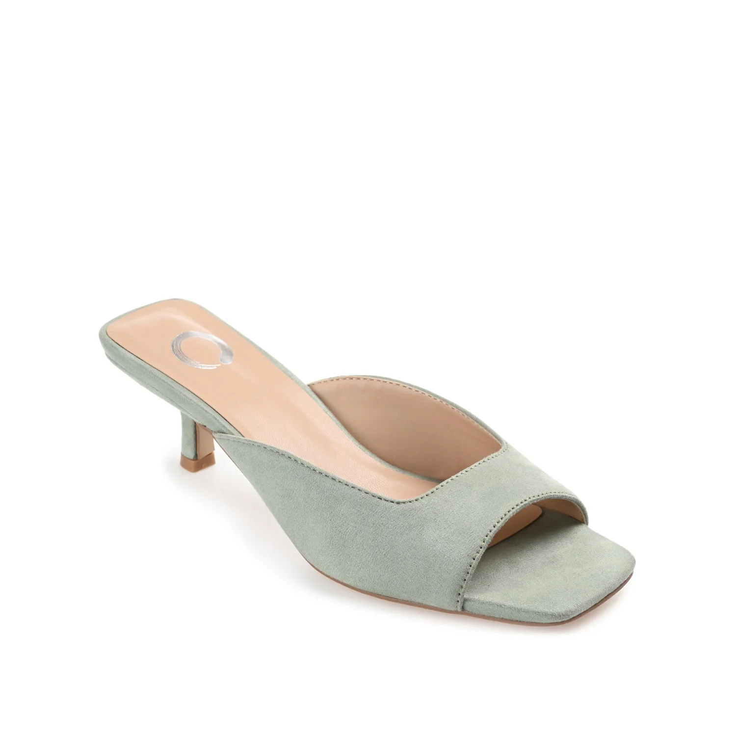 LARNA FAUX SUEDE PEEP TOE KITTEN HEELS - Sage - Image 2