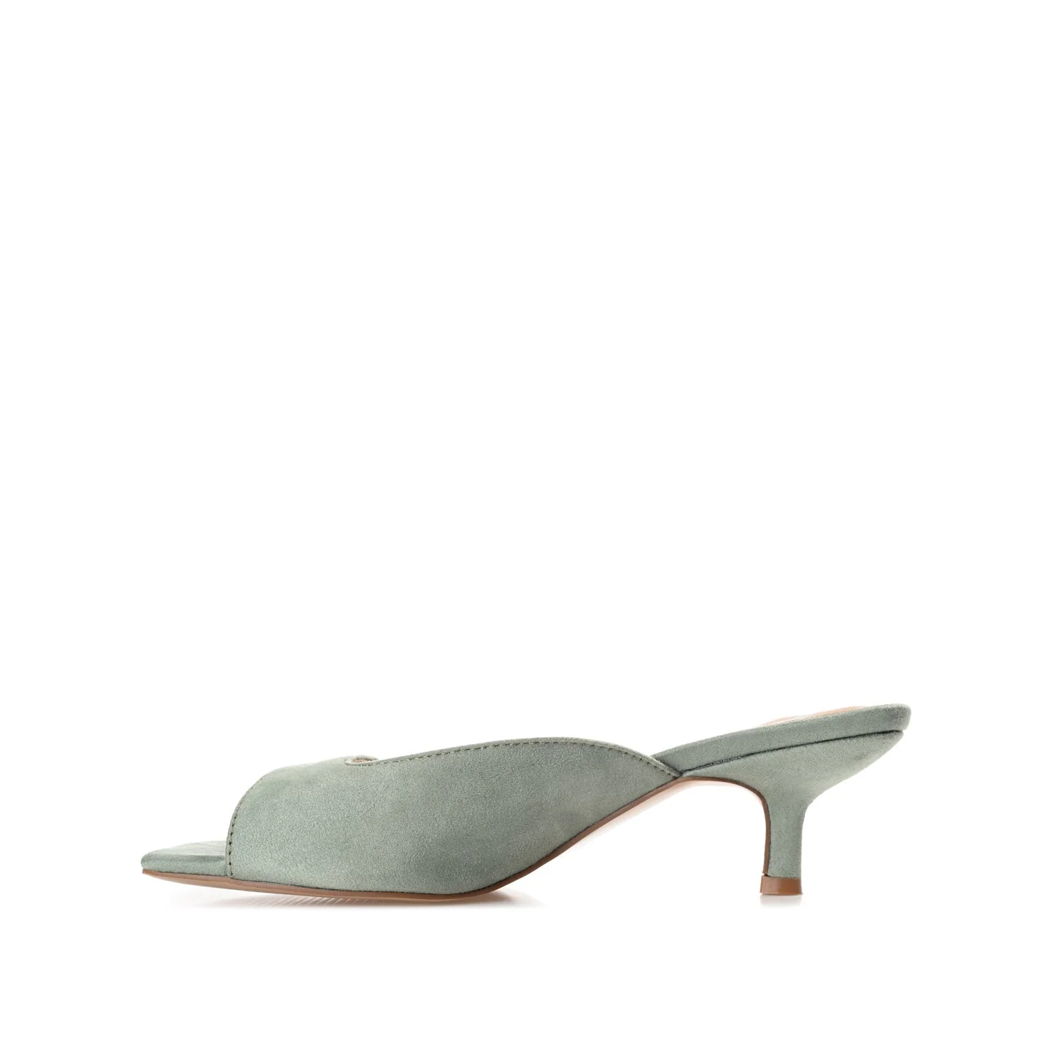 LARNA FAUX SUEDE PEEP TOE KITTEN HEELS - Sage - Image 3
