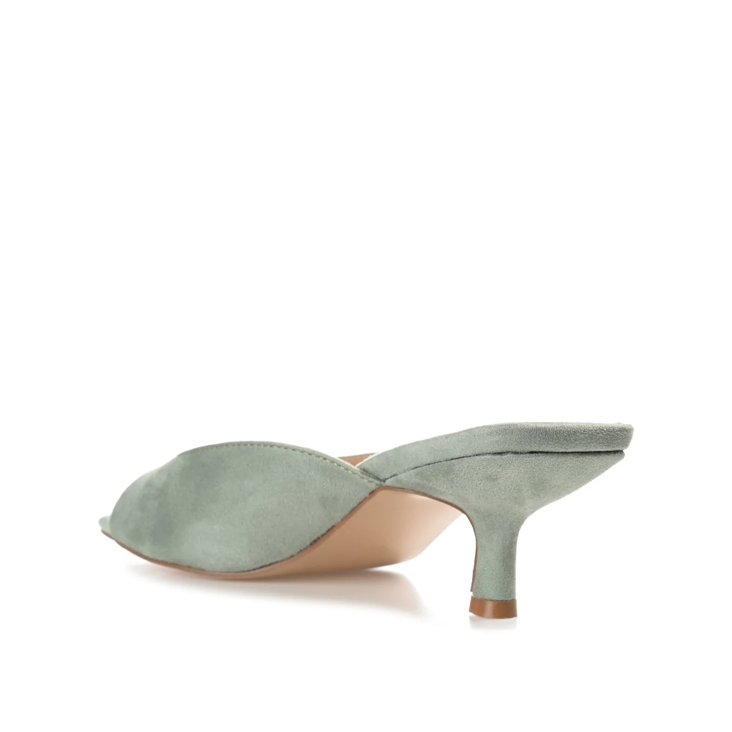 LARNA FAUX SUEDE PEEP TOE KITTEN HEELS - Sage - Image 4