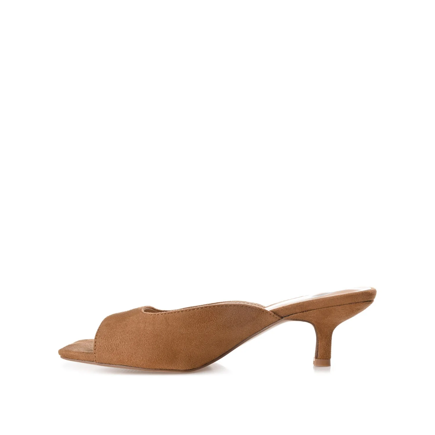 LARNA FAUX SUEDE PEEP TOE KITTEN HEELS - Tan - Image 3