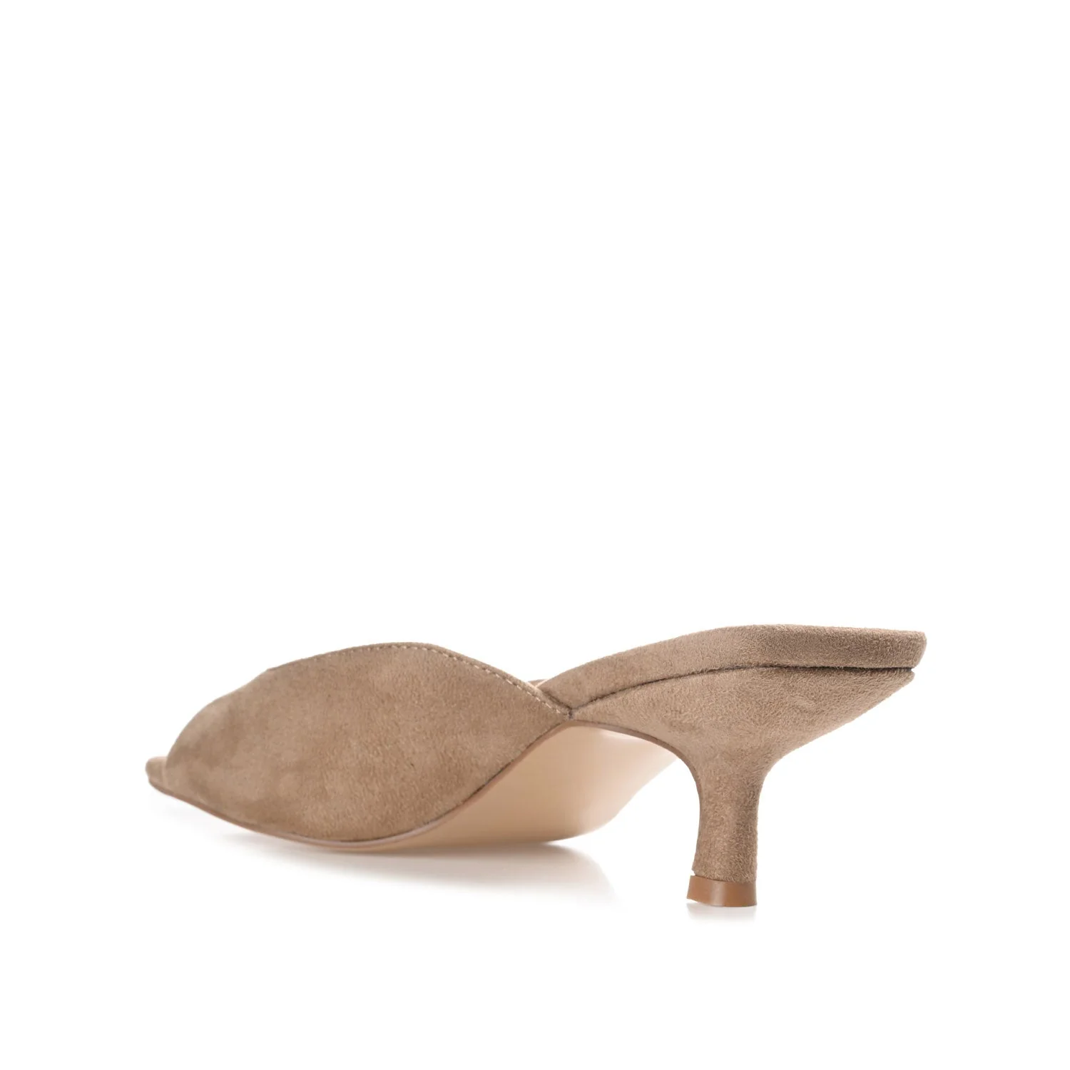 LARNA FAUX SUEDE PEEP TOE KITTEN HEELS - Taupe - Image 4