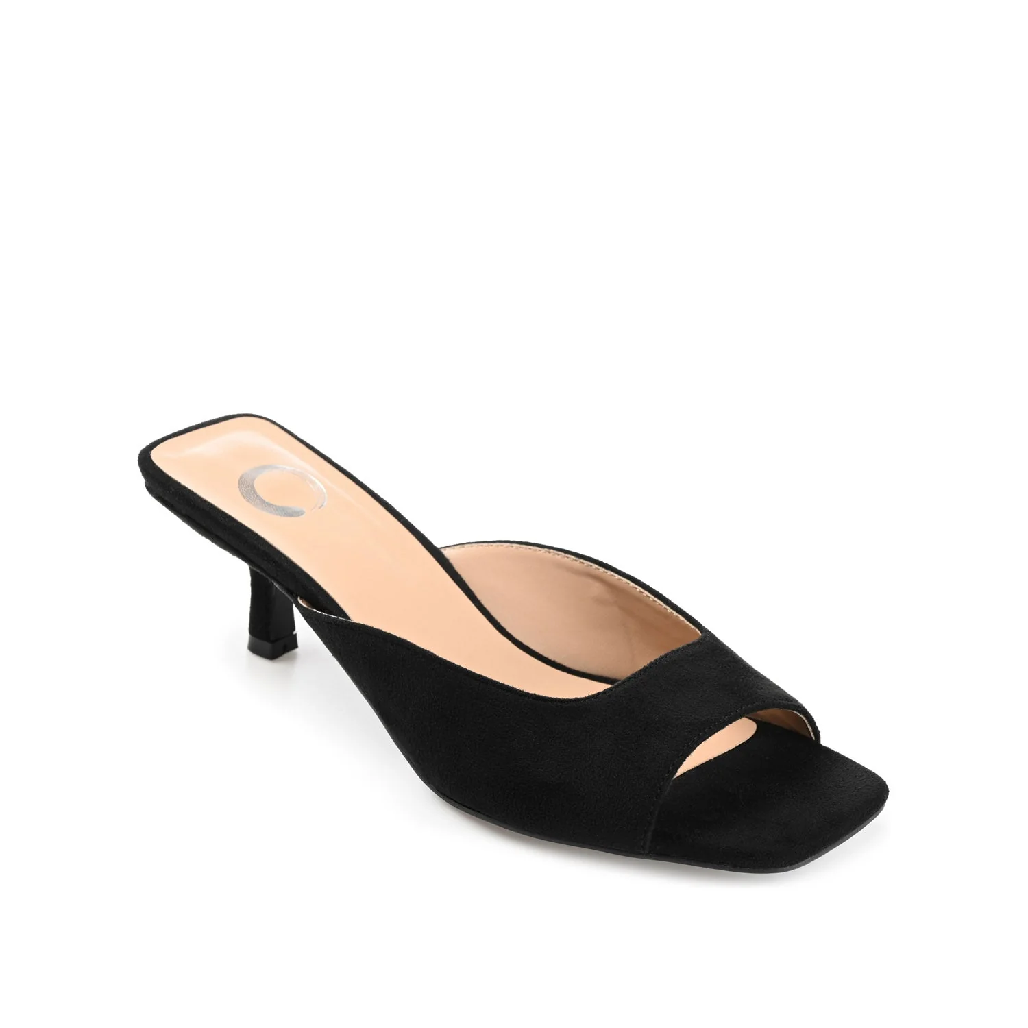 LARNA FAUX SUEDE PEEP TOE KITTEN HEELS IN WIDE - Black - Image 2