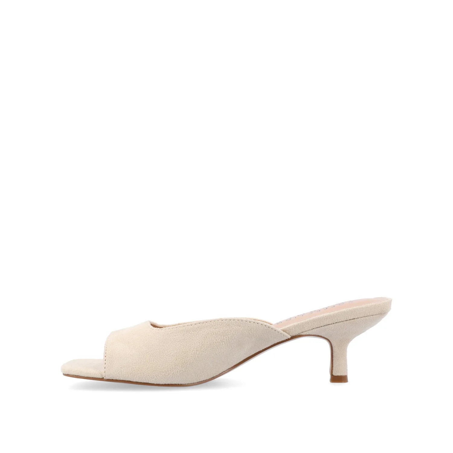 LARNA FAUX SUEDE PEEP TOE KITTEN HEELS IN WIDE - Bone - Image 3