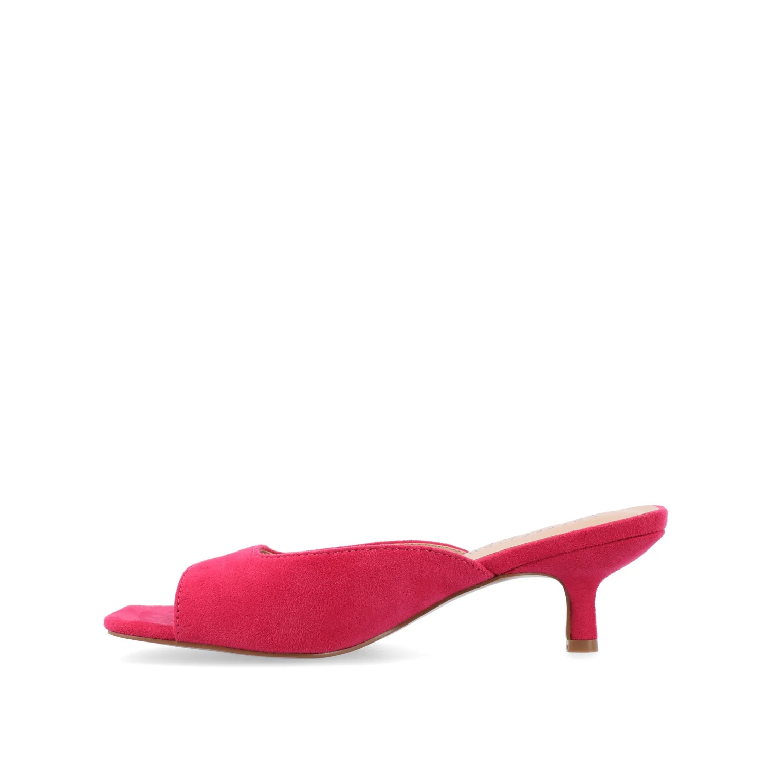 LARNA FAUX SUEDE PEEP TOE KITTEN HEELS IN WIDE - Fuchsia - Image 3