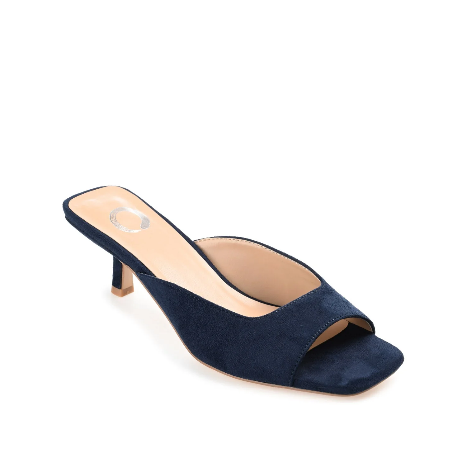 LARNA FAUX SUEDE PEEP TOE KITTEN HEELS IN WIDE - Navy Nubuck - Image 2