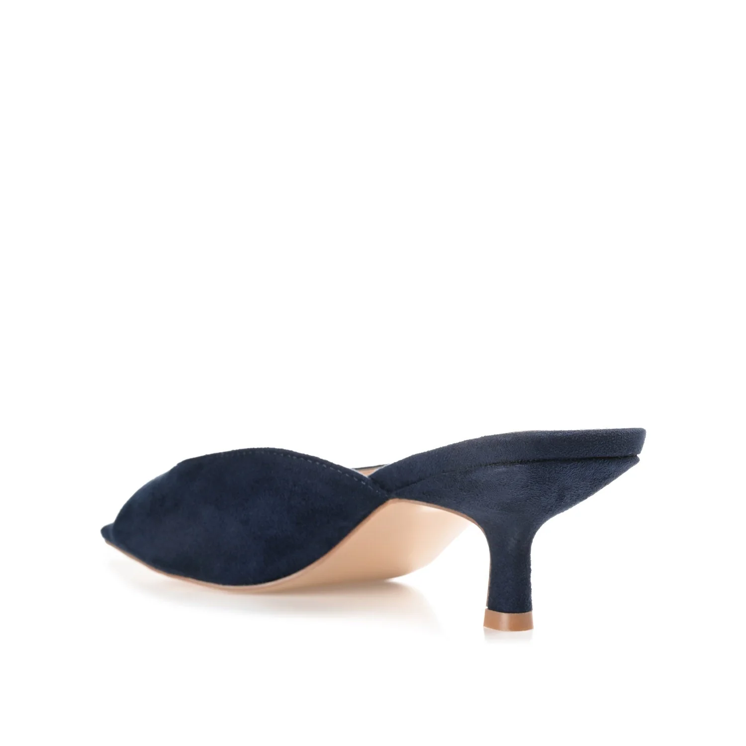 LARNA FAUX SUEDE PEEP TOE KITTEN HEELS IN WIDE - Navy Nubuck - Image 4