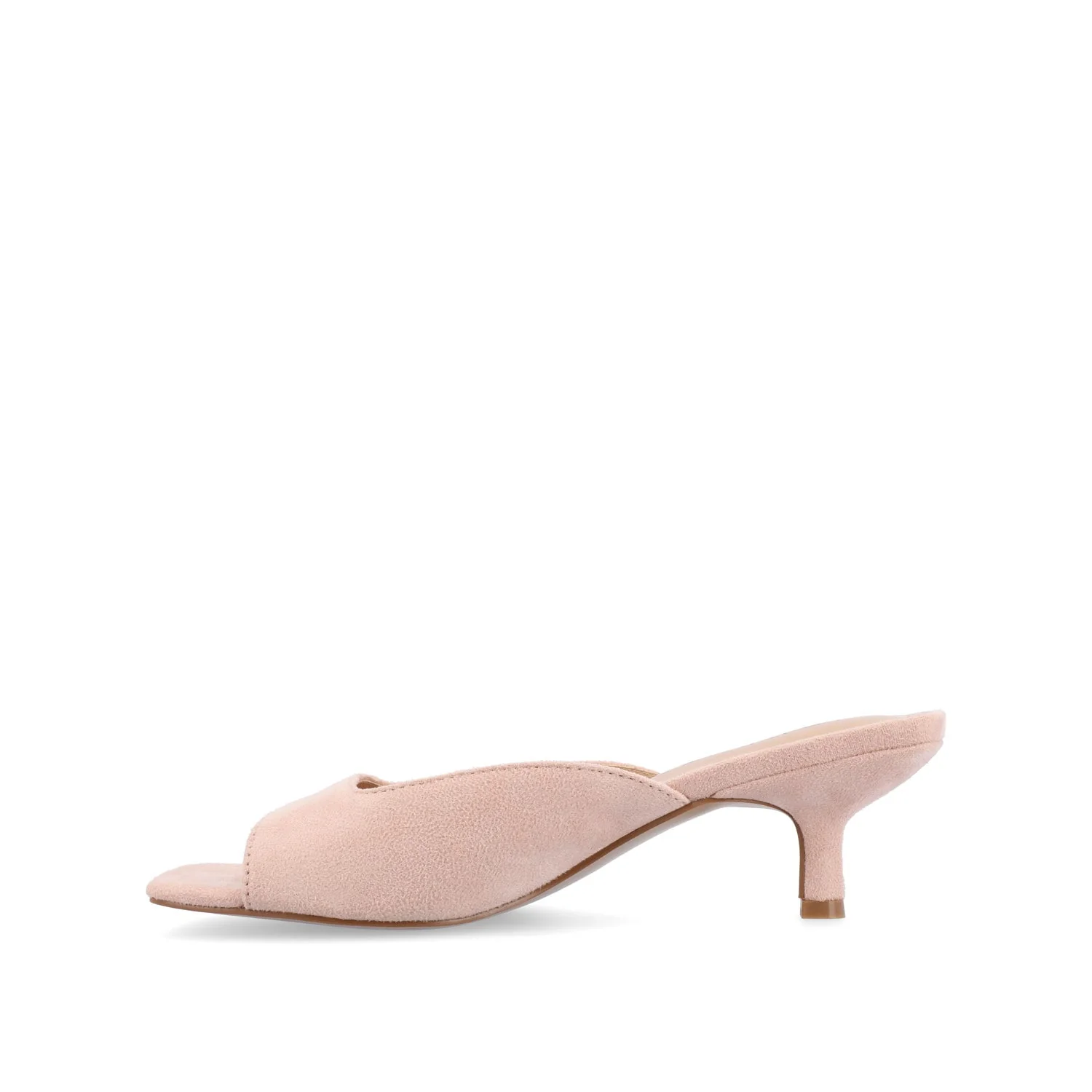 LARNA FAUX SUEDE PEEP TOE KITTEN HEELS IN WIDE - Pink - Image 3