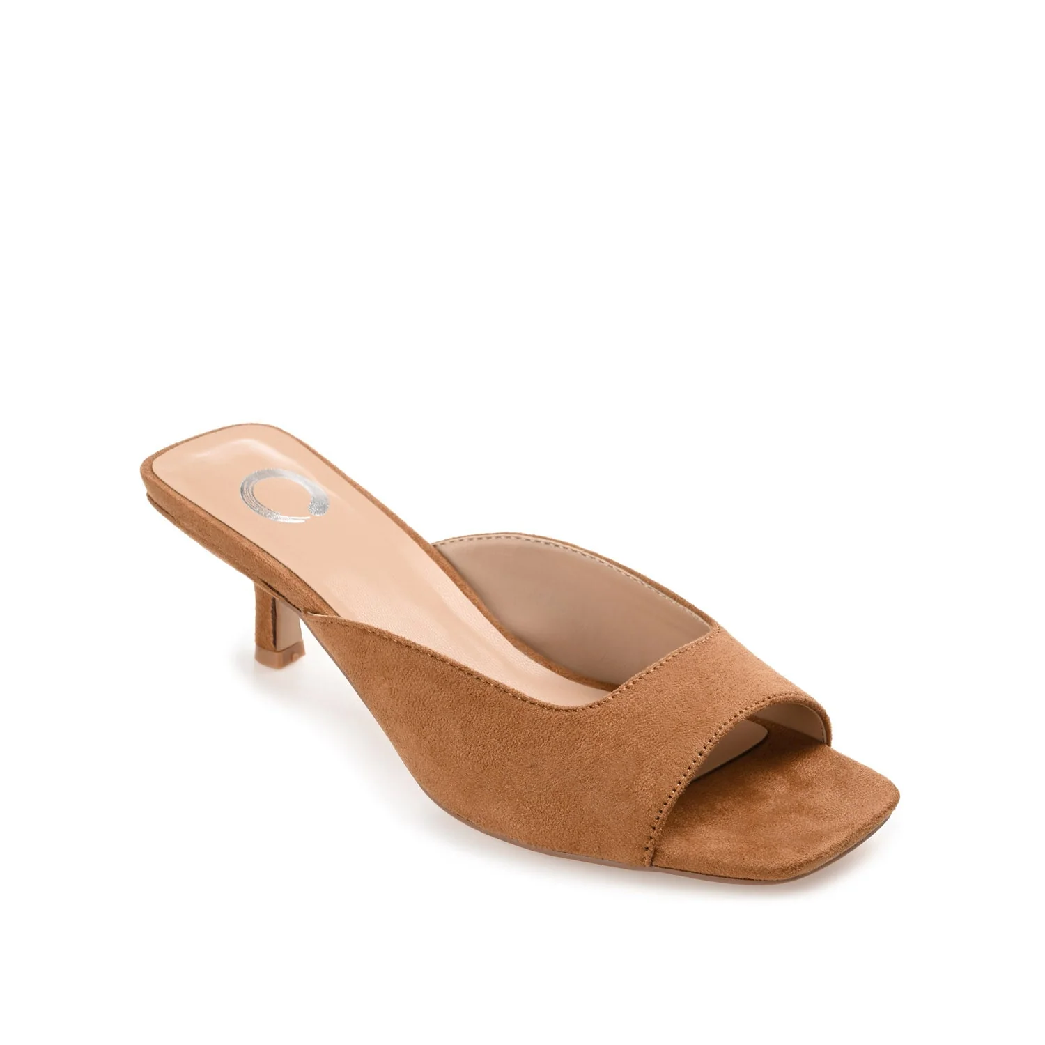 LARNA FAUX SUEDE PEEP TOE KITTEN HEELS IN WIDE - Tan - Image 2