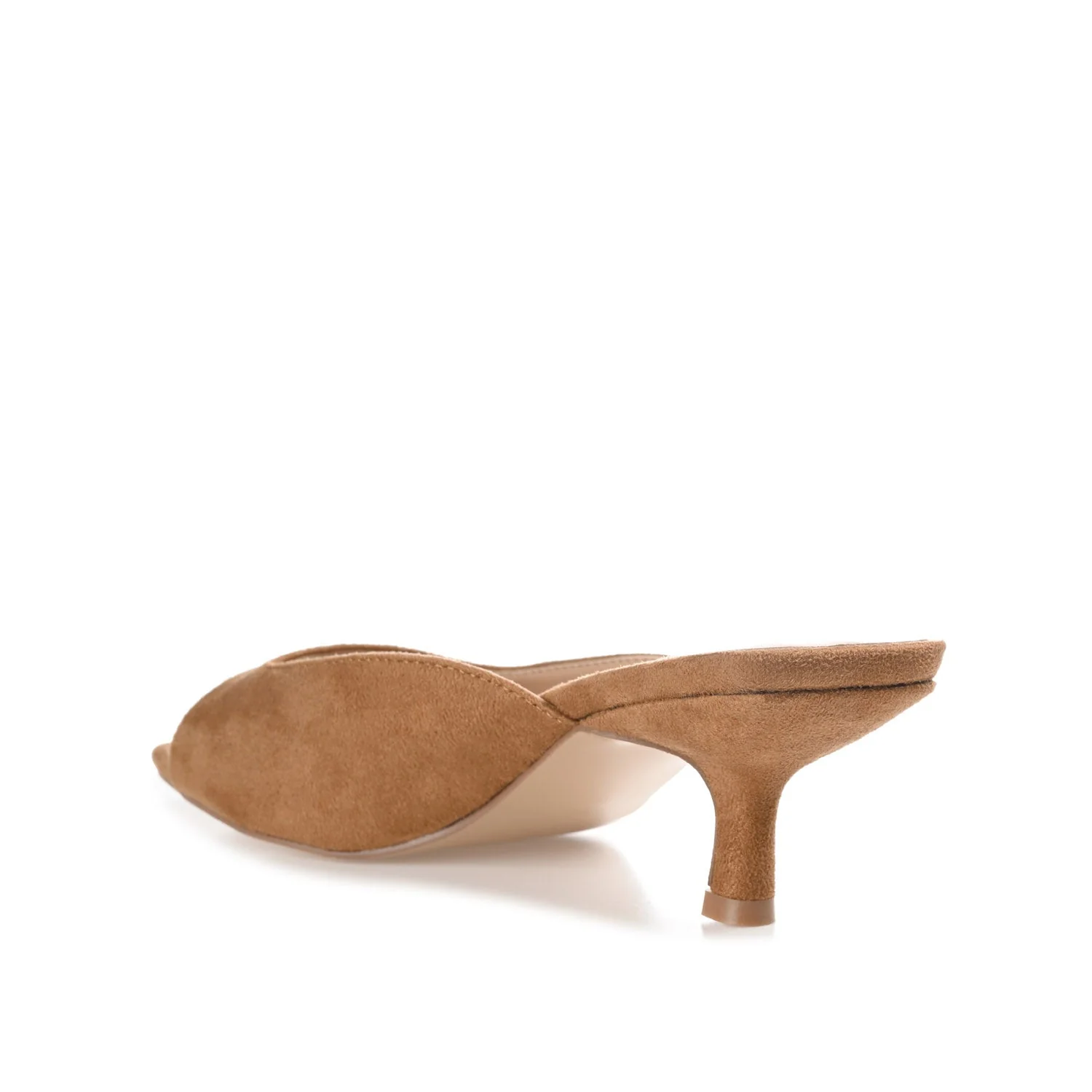 LARNA FAUX SUEDE PEEP TOE KITTEN HEELS IN WIDE - Tan - Image 4