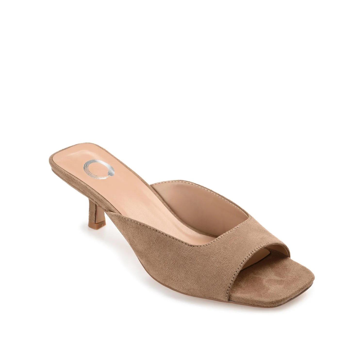 LARNA FAUX SUEDE PEEP TOE KITTEN HEELS IN WIDE - Taupe - Image 2