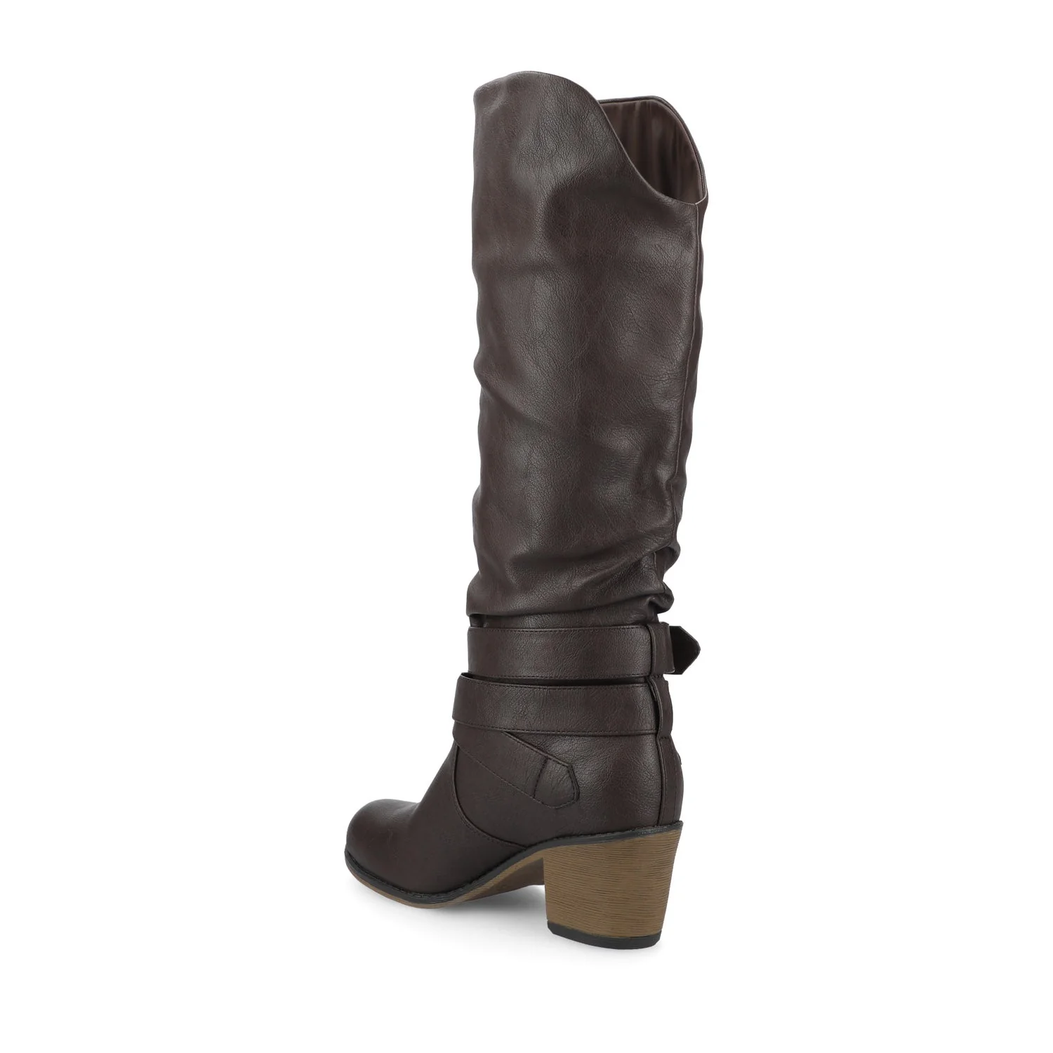 LATE KNEE-HIGH BOOTS IN WIDE WIDTH & CALF - Dark-Brown PU - Image 5