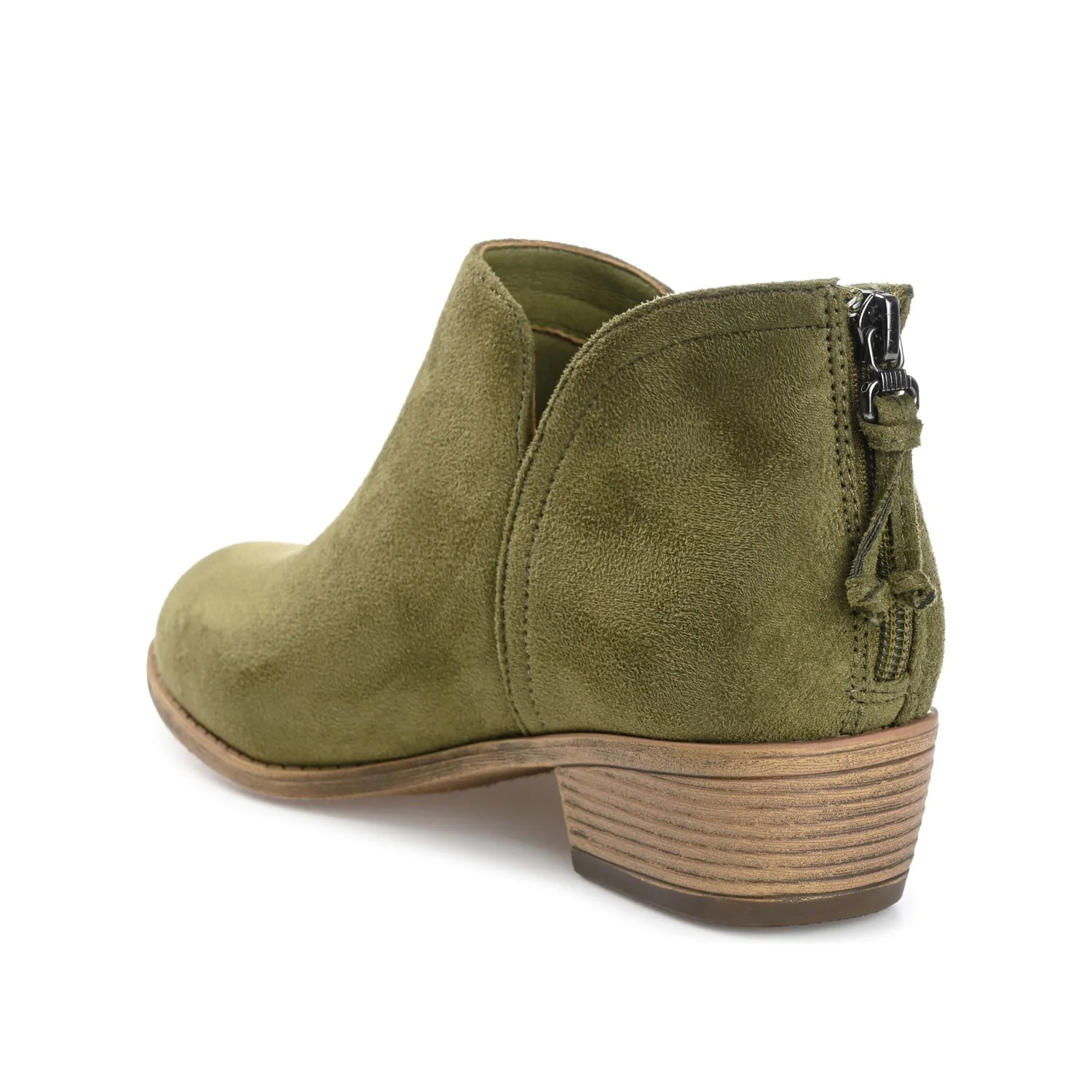 LIVVY ZIP-UP BOOTIES IN FAUX SUEDE - Olive - Image 4