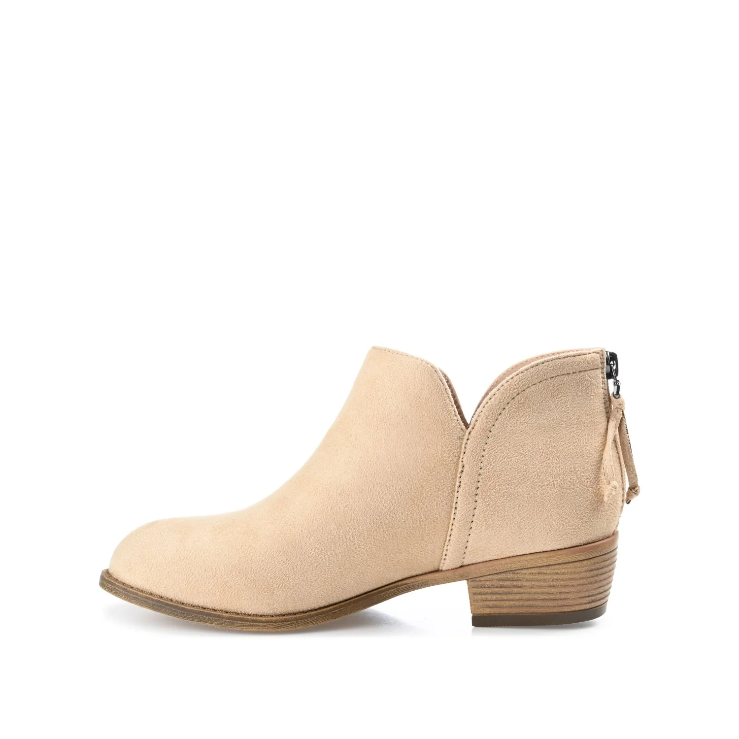 LIVVY ZIP-UP BOOTIES IN FAUX SUEDE - Tan - Image 3