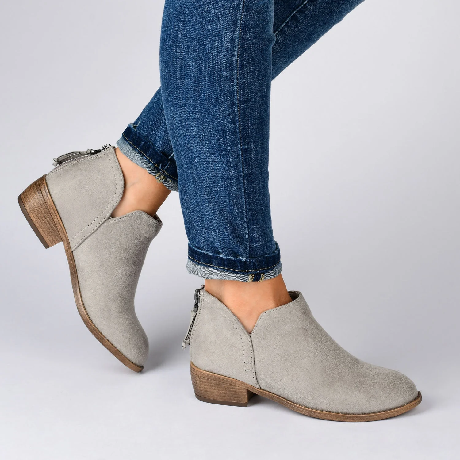 LIVVY FAUX SUEDE ZIP-UP BOOTIES IN WIDE - Clay - Image 2