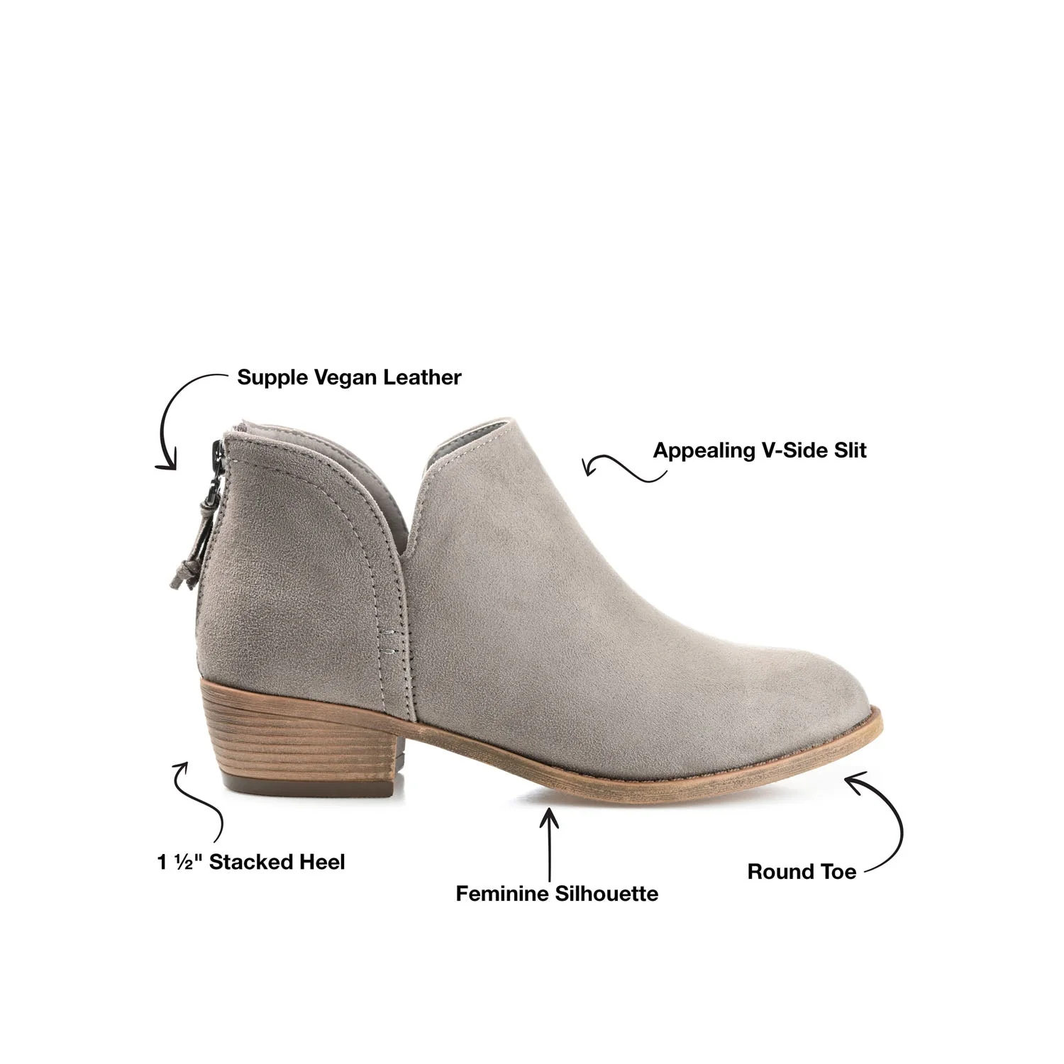 LIVVY FAUX SUEDE ZIP-UP BOOTIES IN WIDE - Grey - Image 2