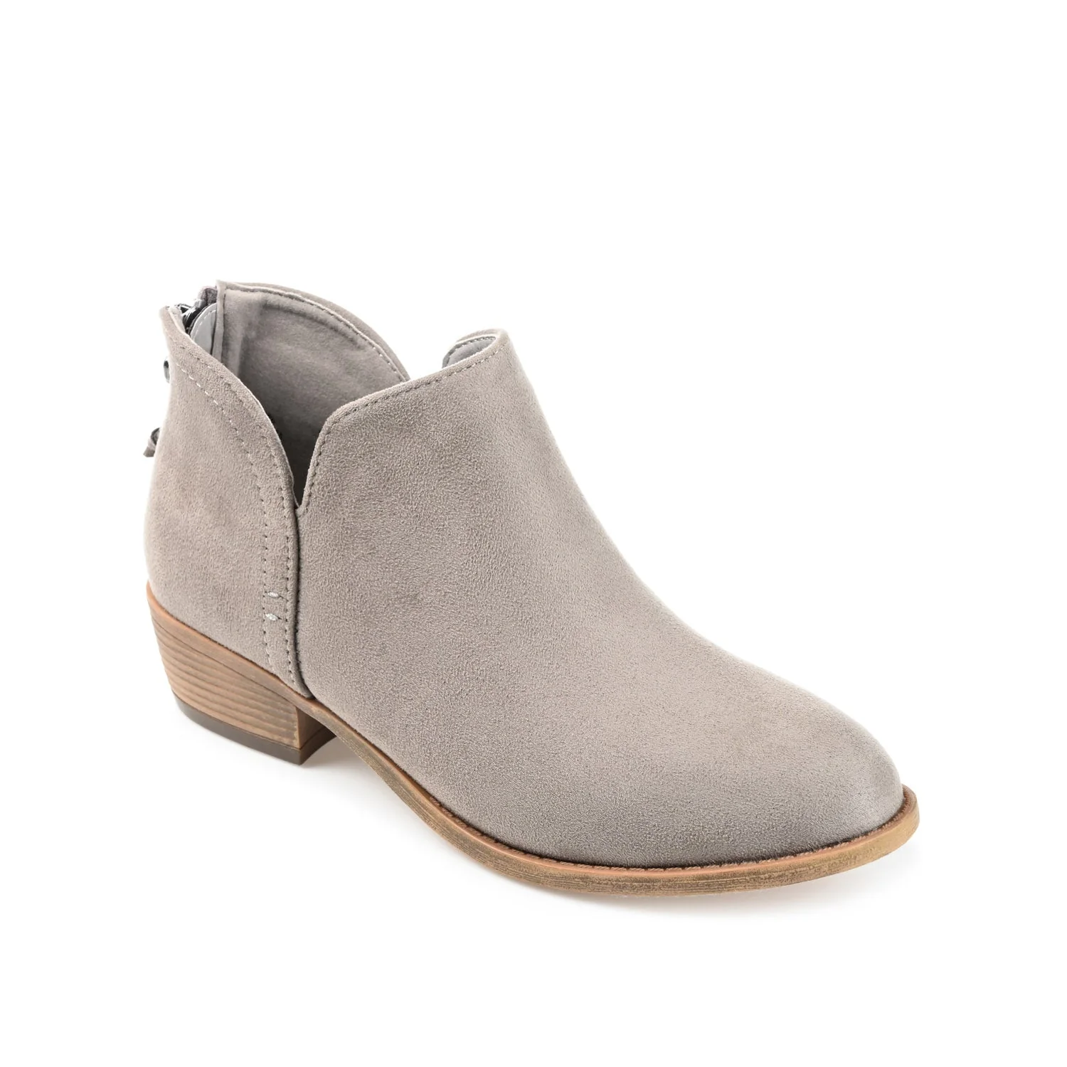 LIVVY FAUX SUEDE ZIP-UP BOOTIES IN WIDE - Grey - Image 3
