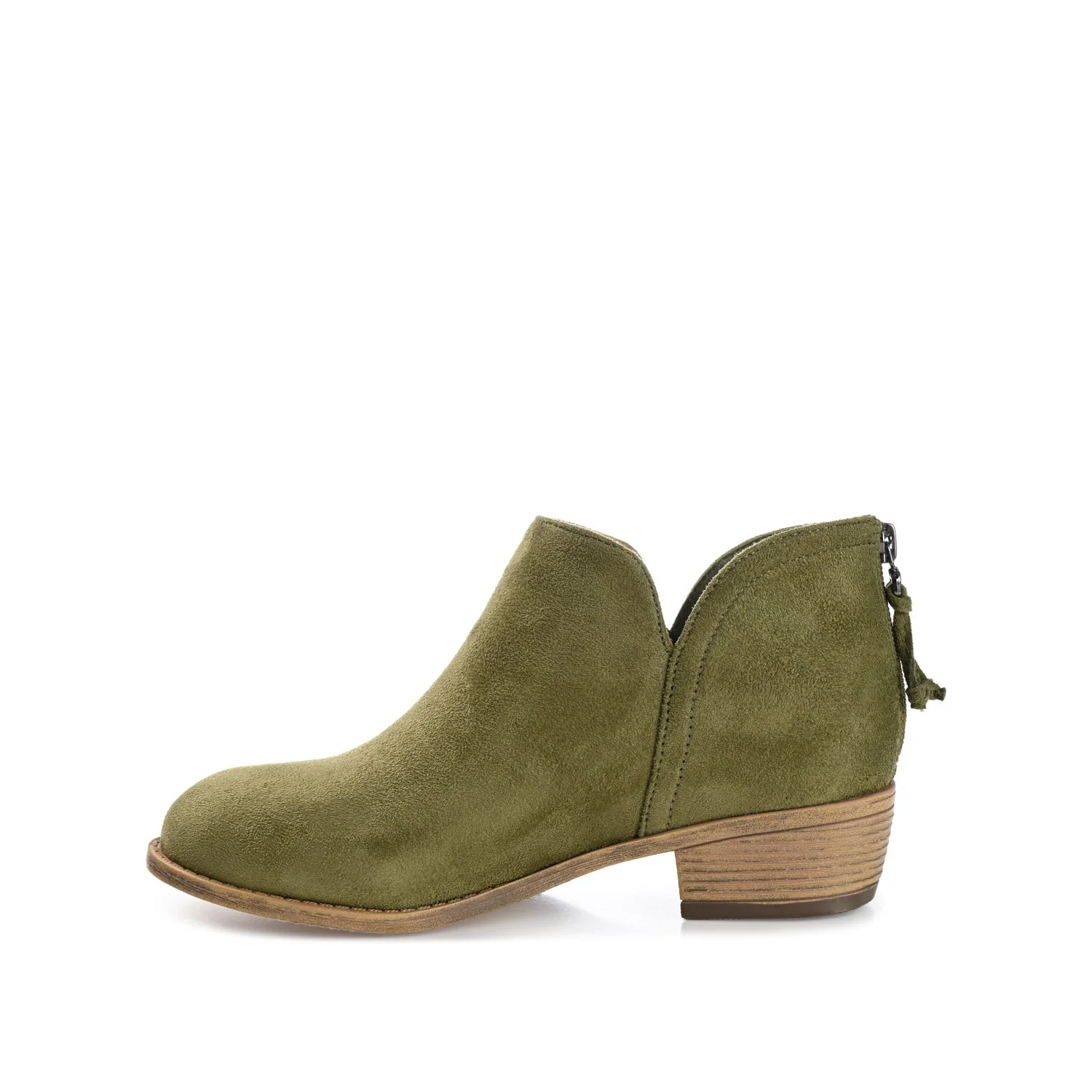 LIVVY FAUX SUEDE ZIP-UP BOOTIES IN WIDE - Olive - Image 3