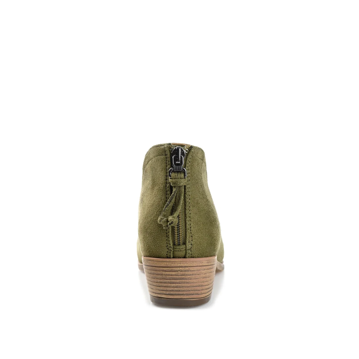 LIVVY FAUX SUEDE ZIP-UP BOOTIES IN WIDE - Olive - Image 7