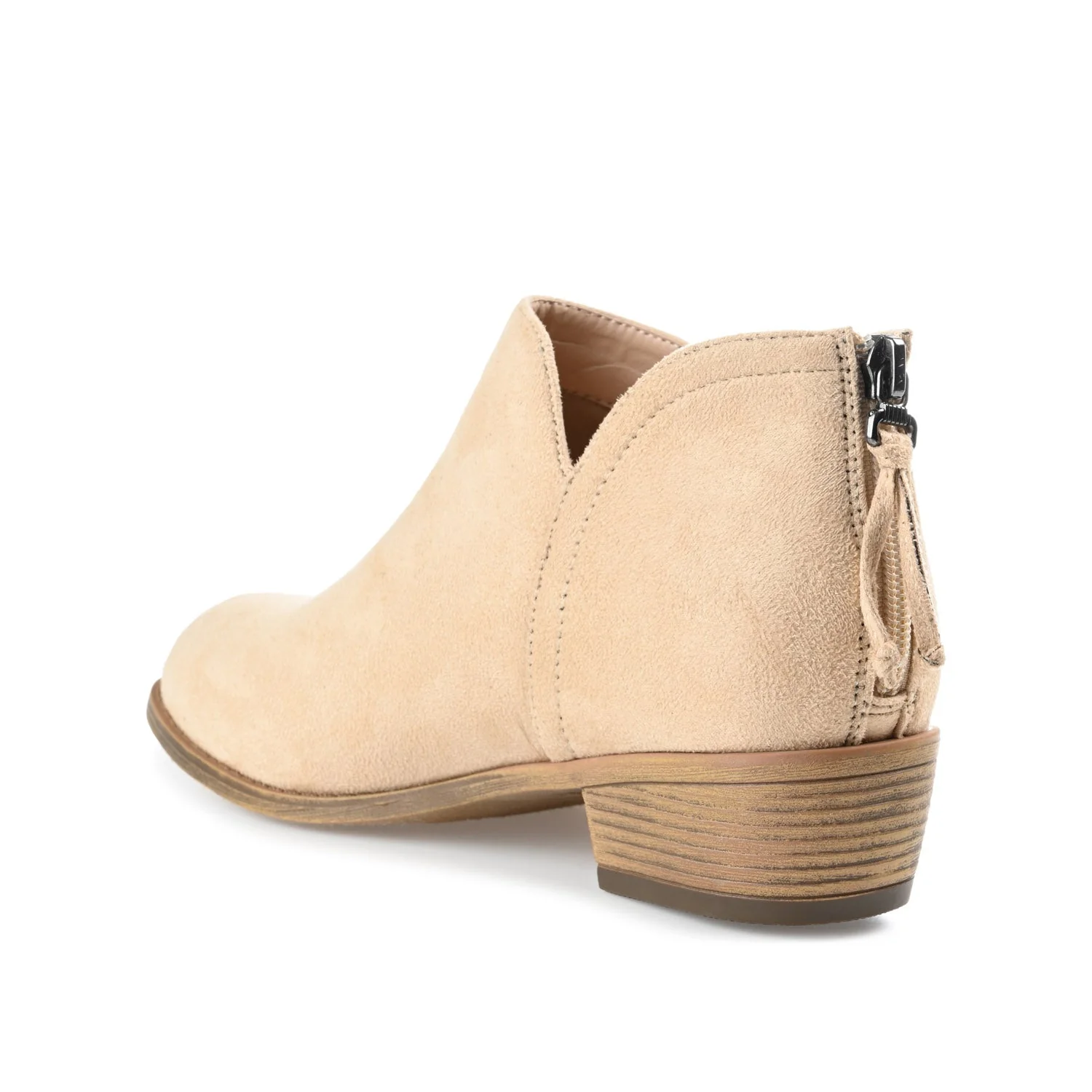 LIVVY FAUX SUEDE ZIP-UP BOOTIES IN WIDE - Tan - Image 4
