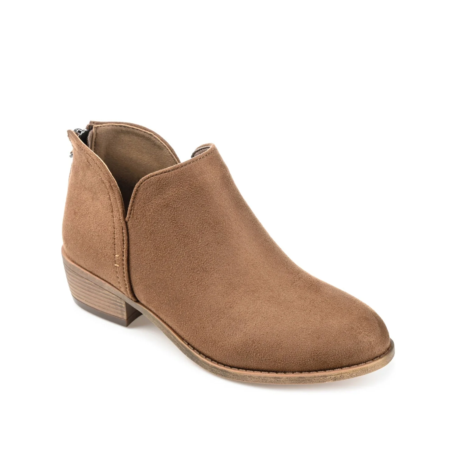 LIVVY FAUX SUEDE ZIP-UP BOOTIES IN WIDE - Taupe - Image 2