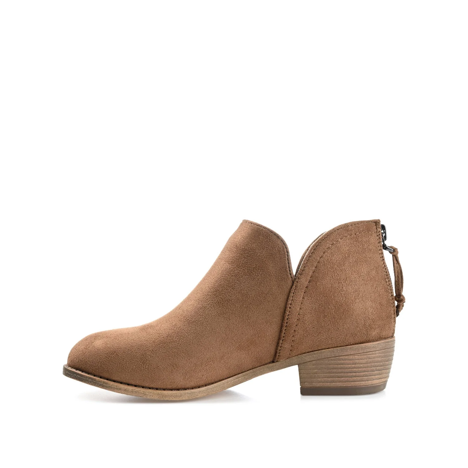 LIVVY FAUX SUEDE ZIP-UP BOOTIES IN WIDE - Taupe - Image 3