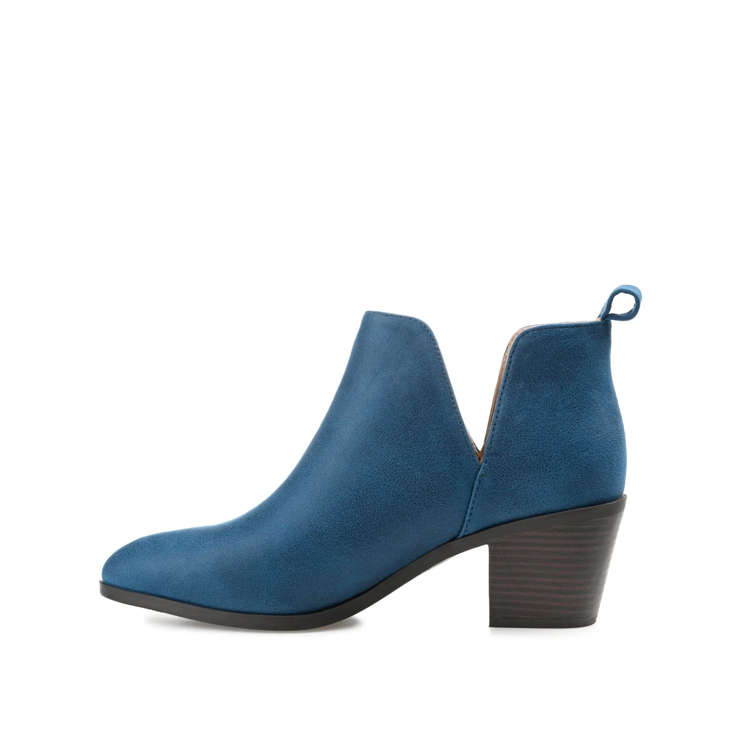 LOLA BLOCK HEELED BOOTIES IN VEGAN LEATHER - Blue - Image 3