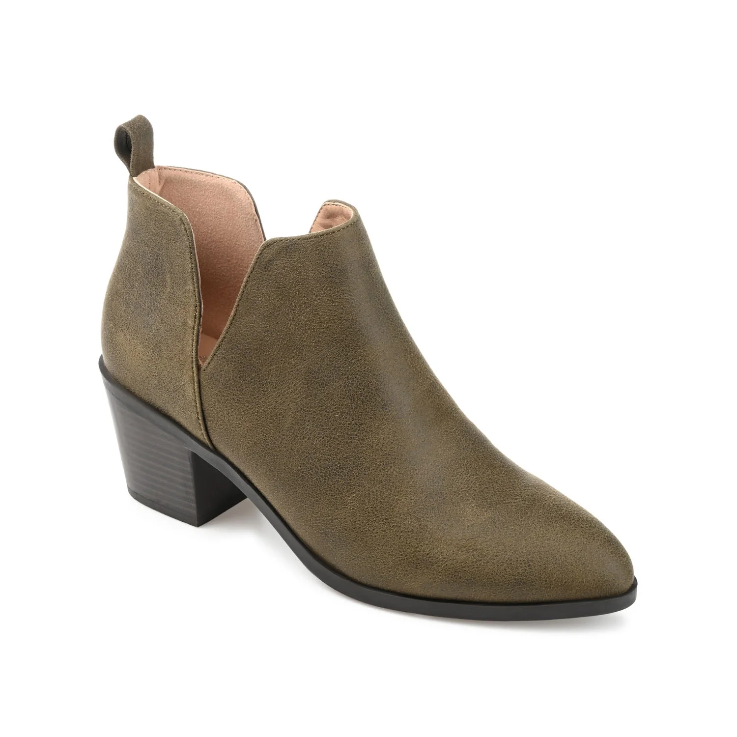LOLA BLOCK HEELED BOOTIES IN VEGAN LEATHER - Green - Image 2