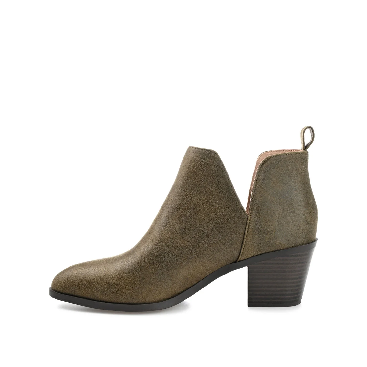 LOLA BLOCK HEELED BOOTIES IN VEGAN LEATHER - Green - Image 3