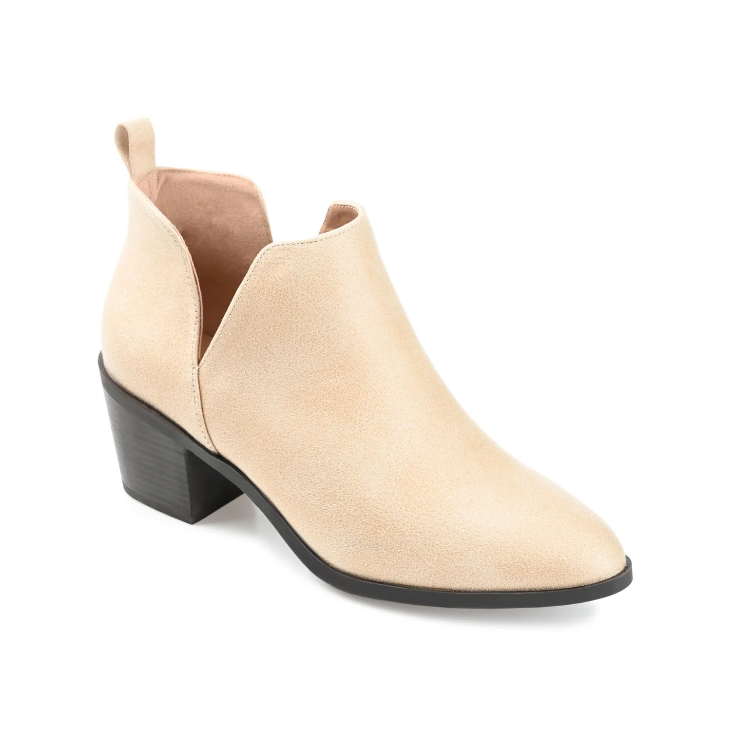 LOLA BLOCK HEELED BOOTIES IN VEGAN LEATHER - Sand - Image 2