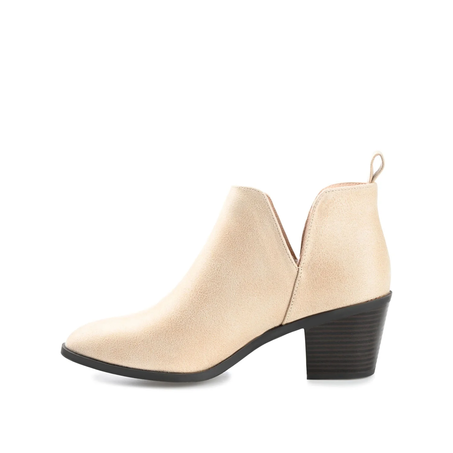 LOLA BLOCK HEELED BOOTIES IN VEGAN LEATHER - Sand - Image 3