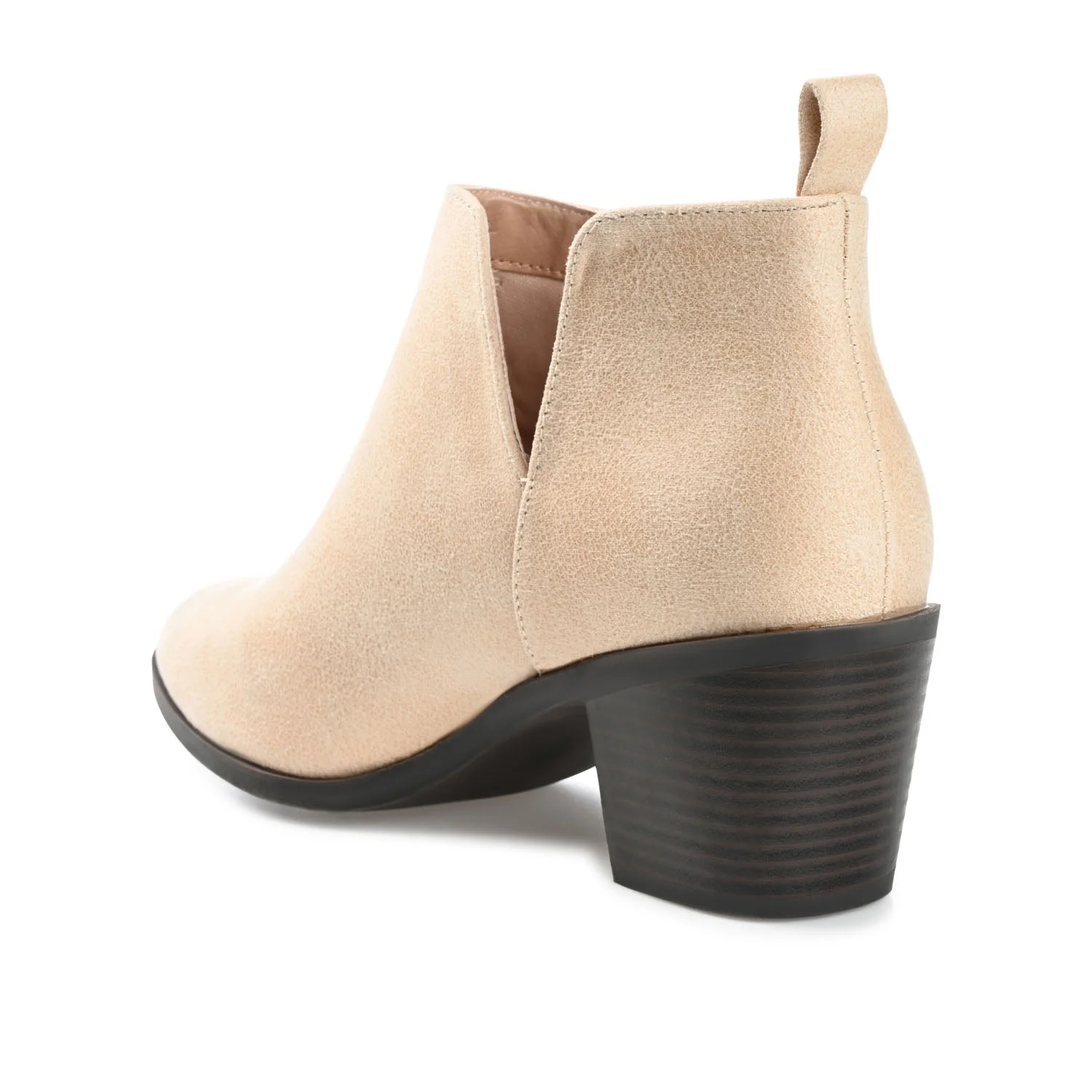 LOLA BLOCK HEELED BOOTIES IN VEGAN LEATHER - Sand - Image 4