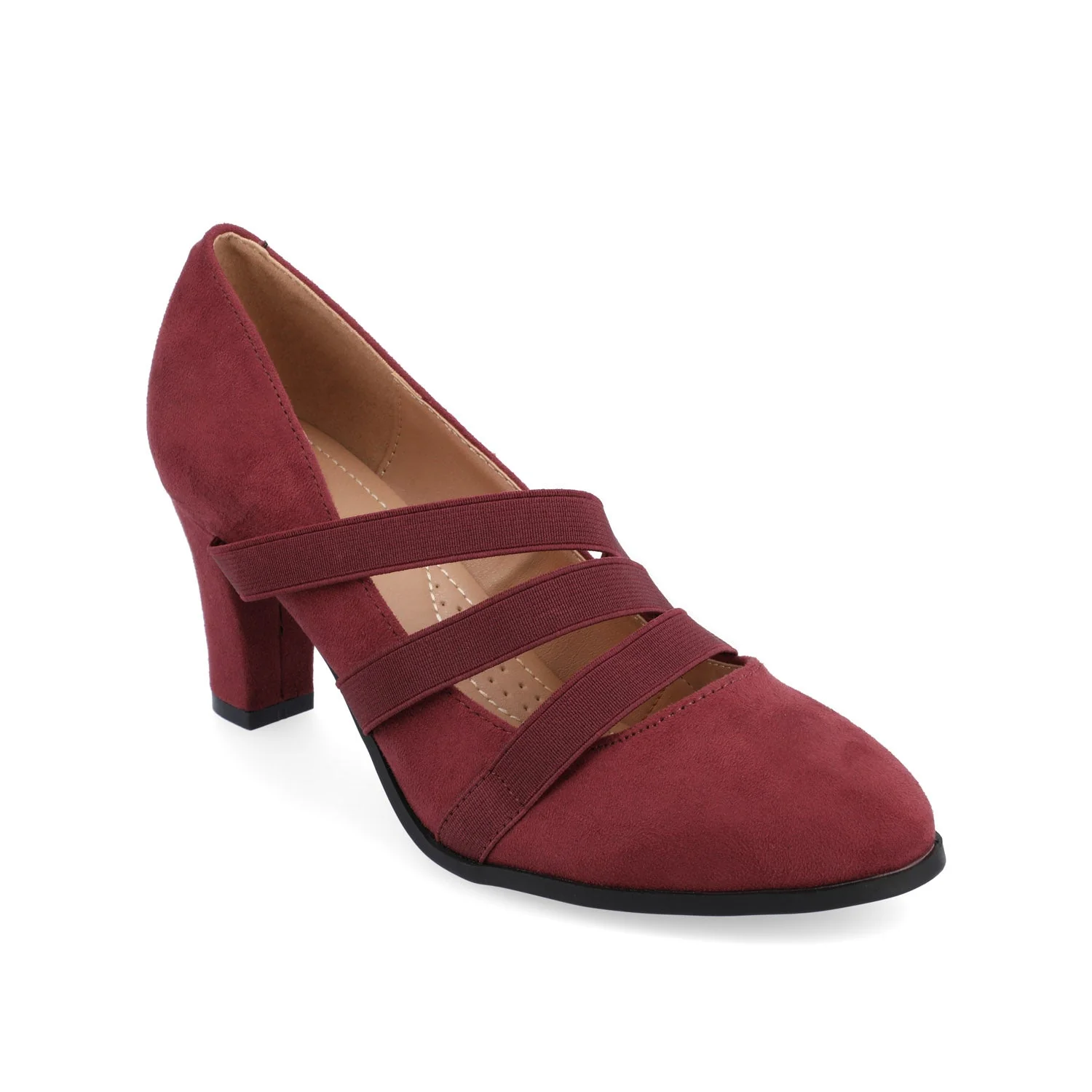LOREN MARY JANE PUMP HEELS IN FAUX SUEDE - Wine - Image 3