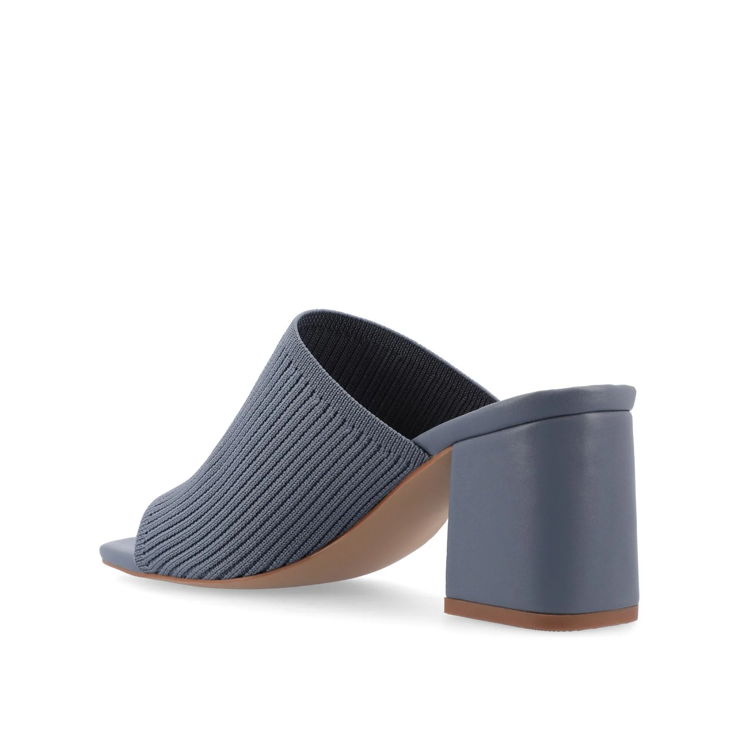 LORENNA MULE BLOCK HEELS IN KNIT FABRIC - Blue - Image 4