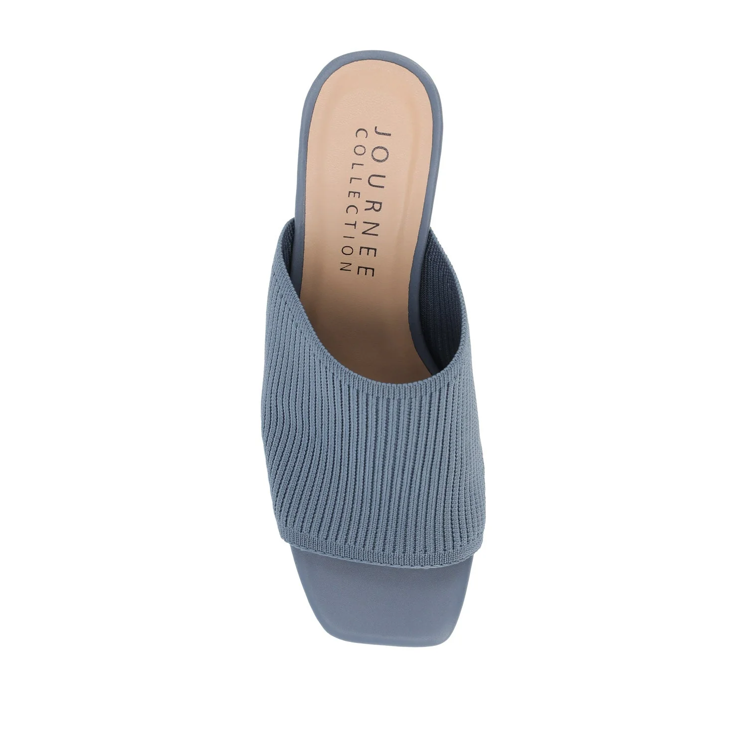 LORENNA MULE BLOCK HEELS IN KNIT FABRIC - Blue - Image 6