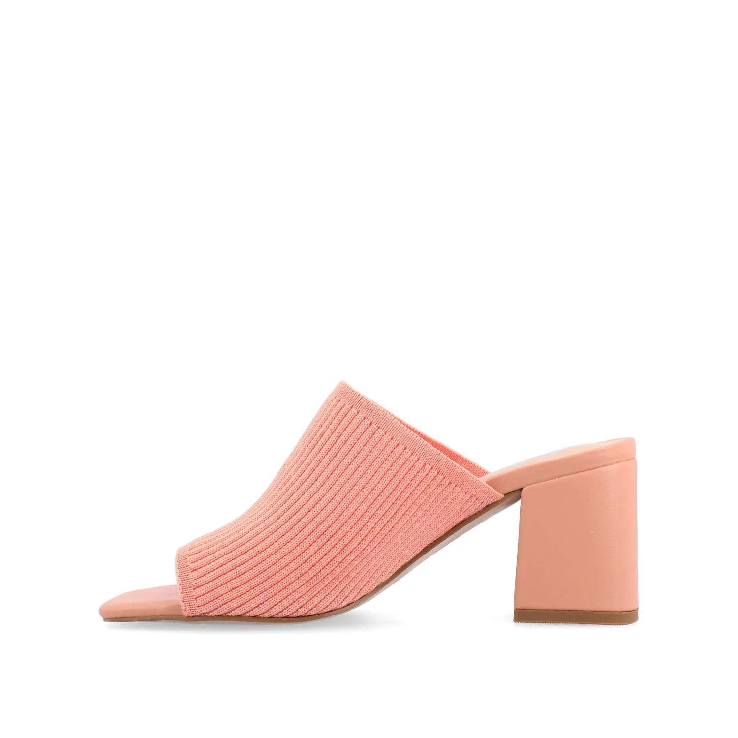 LORENNA MULE BLOCK HEELS IN KNIT FABRIC - Coral - Image 3