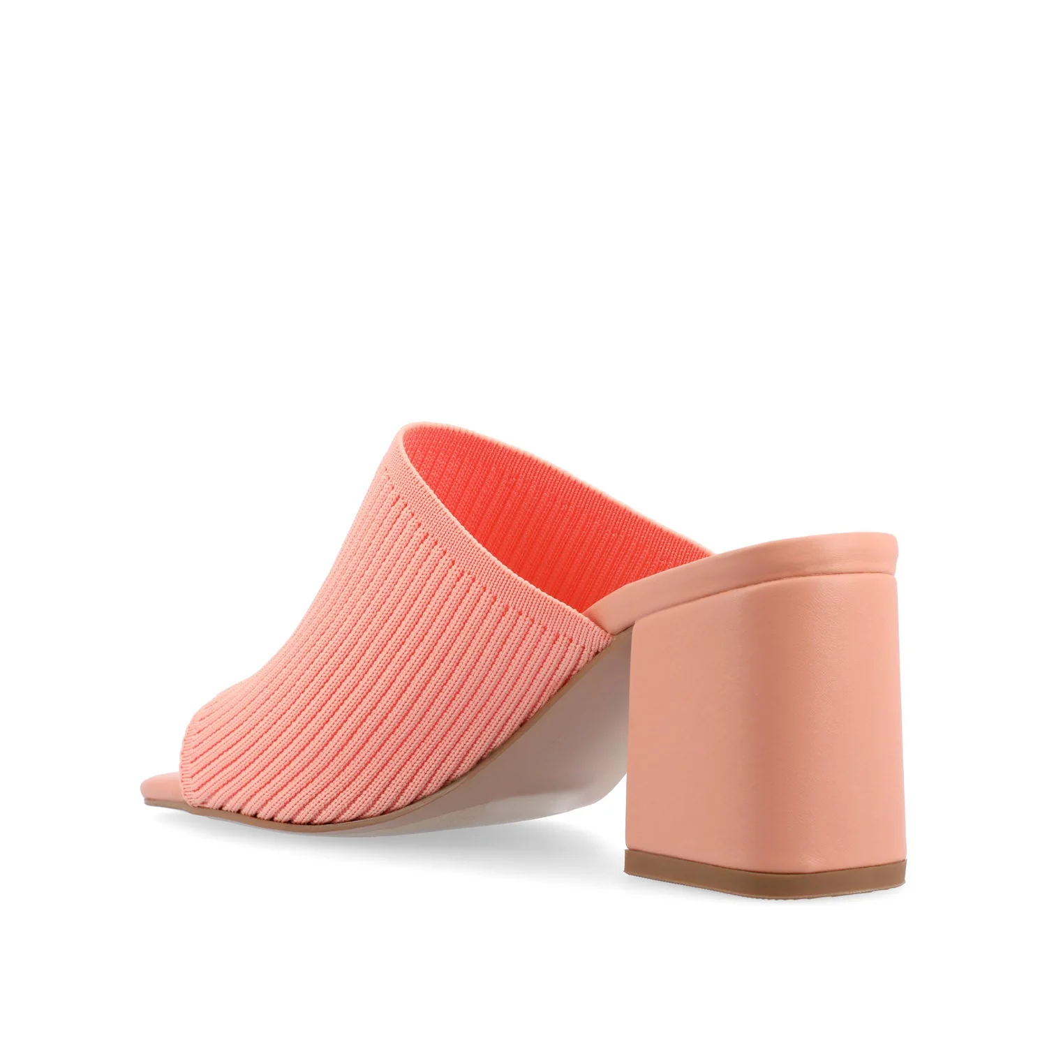 LORENNA MULE BLOCK HEELS IN KNIT FABRIC - Coral - Image 4