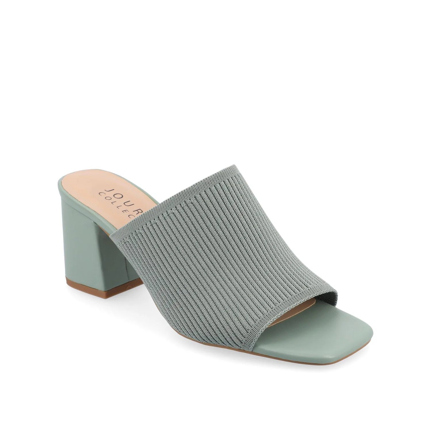 LORENNA MULE BLOCK HEELS IN KNIT FABRIC - Green - Image 2