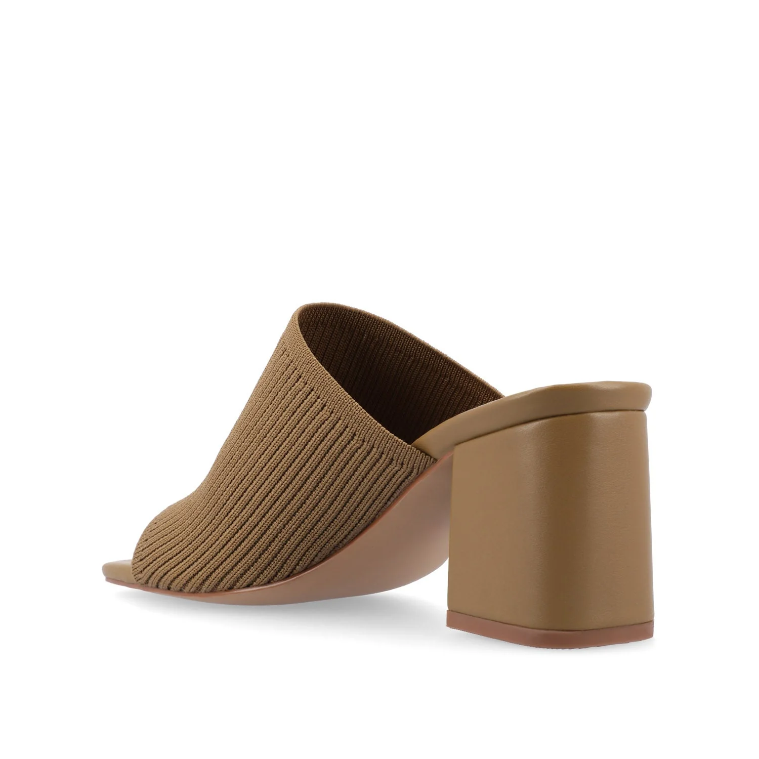 LORENNA MULE BLOCK HEELS IN KNIT FABRIC - Olive - Image 4