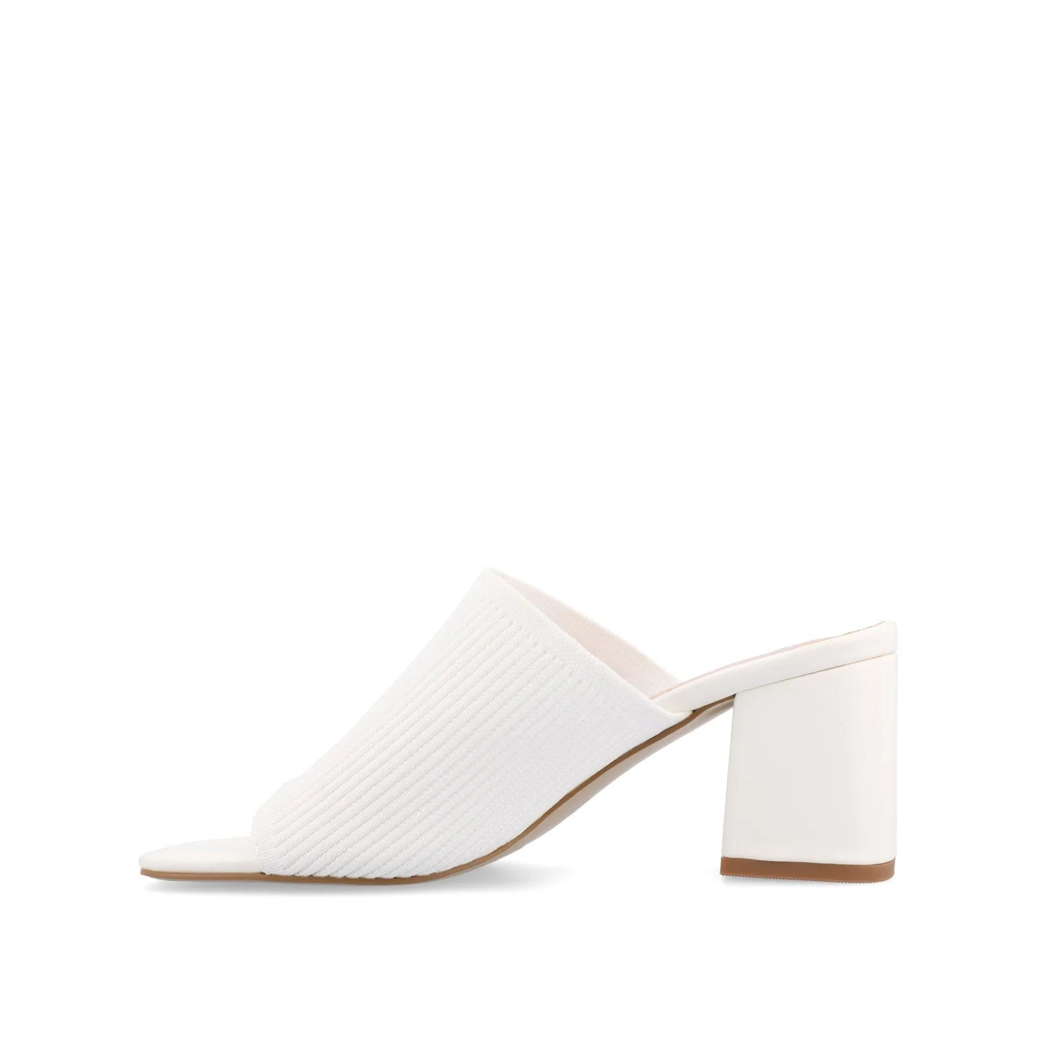 LORENNA MULE BLOCK HEELS IN KNIT FABRIC - White - Image 3