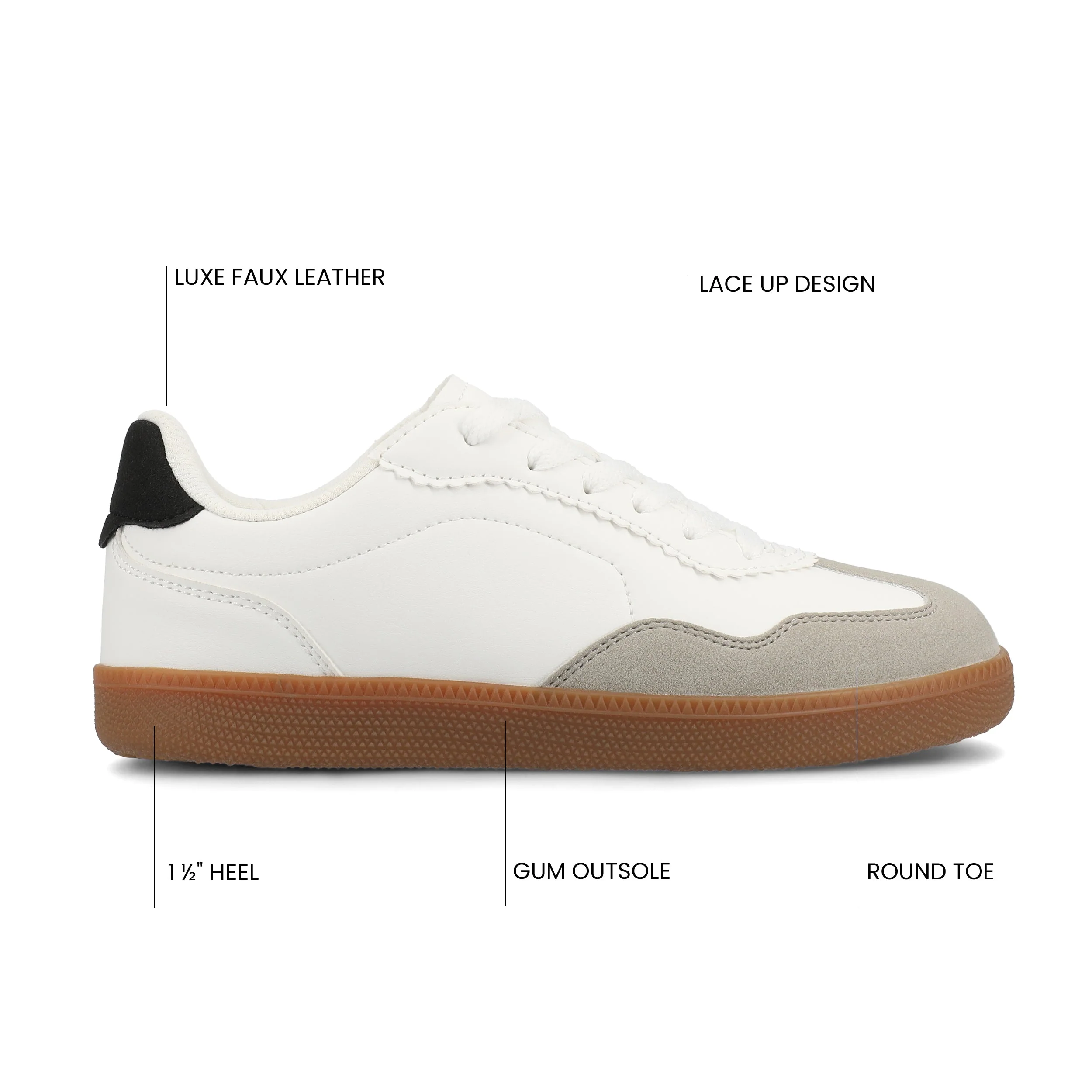 LUMMIE CASUAL LACE UP SNEAKERS - White PU - Image 6