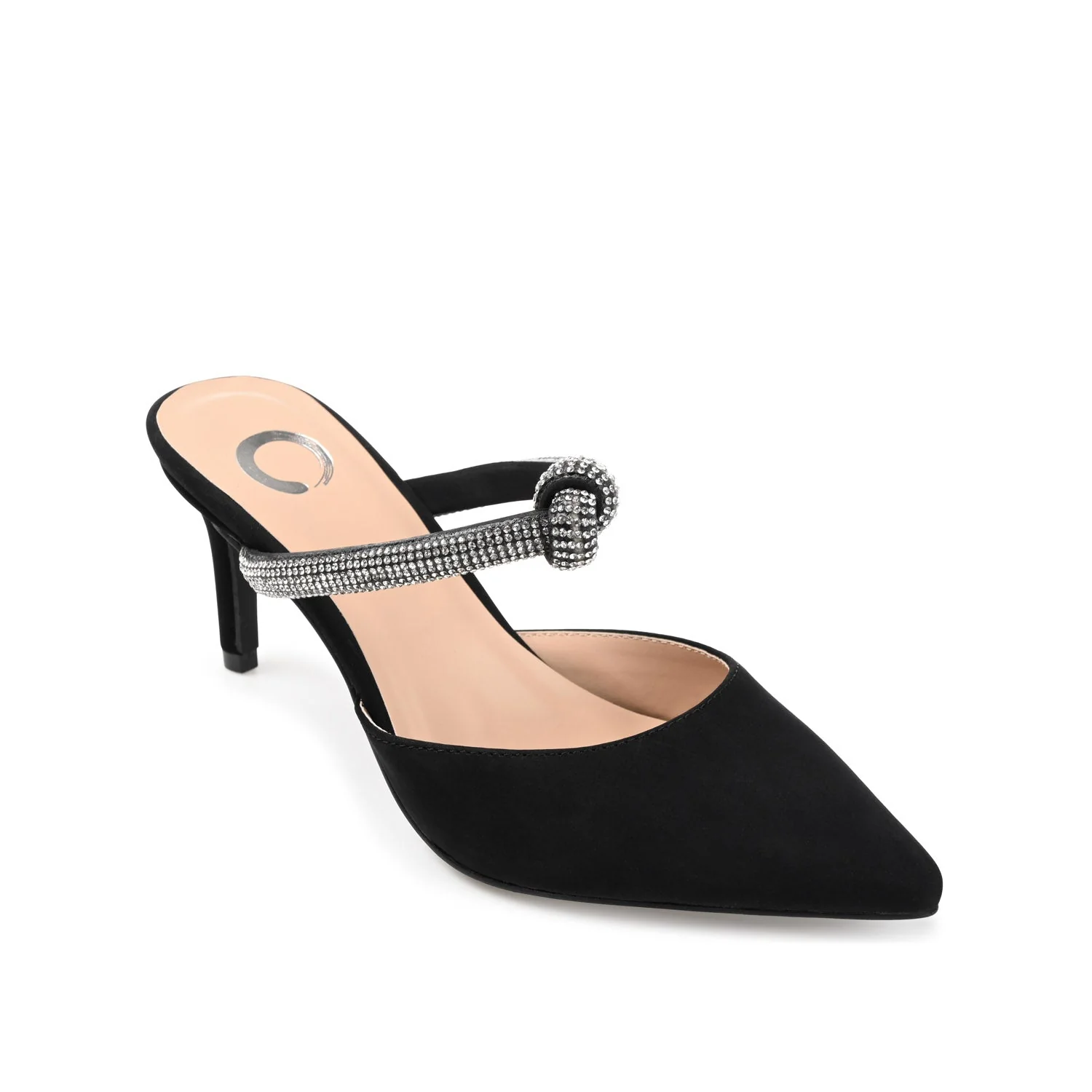 LUNNA MULE STILETTO HEELS IN FAUX SUEDE - Black - Image 2