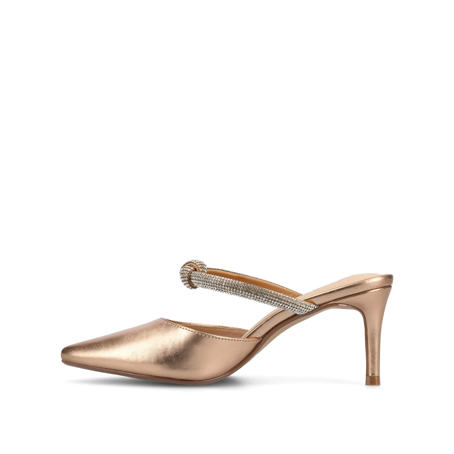 LUNNA MULE STILETTO HEELS IN FAUX SUEDE - Bronze PU - Image 3