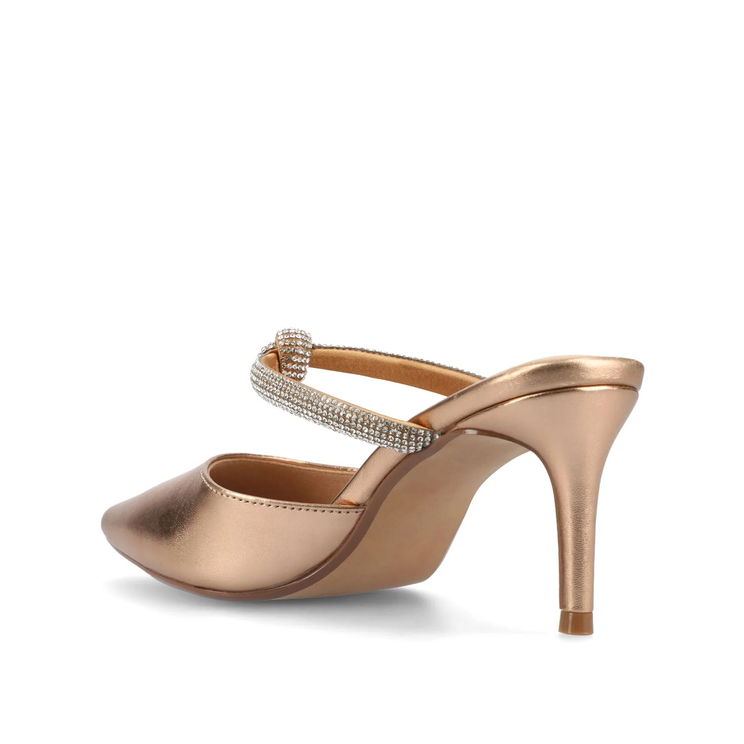 LUNNA MULE STILETTO HEELS IN FAUX SUEDE - Bronze PU - Image 4