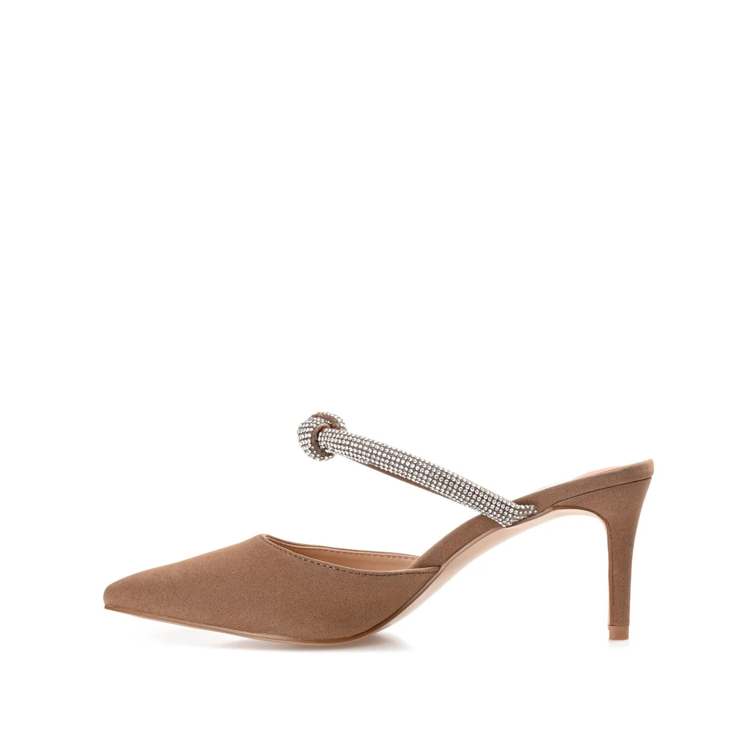 LUNNA MULE STILETTO HEELS IN FAUX SUEDE - Brown - Image 3