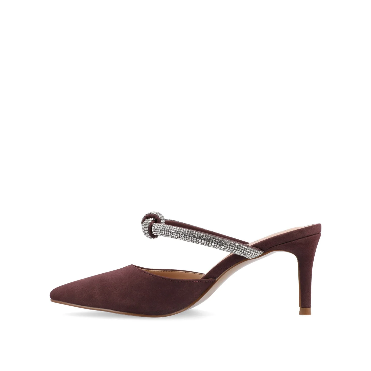 LUNNA MULE STILETTO HEELS IN FAUX SUEDE - Wine - Image 3